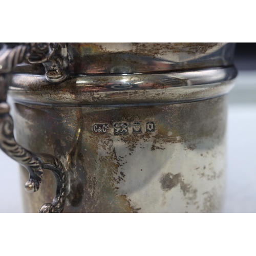 353 - A silver christening mug with engraved inscription, 3.9oz