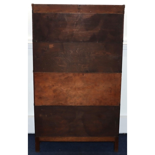 738 - A Globe Wernicke 4-sectioned oak graduated bookcase, 87cm wide, 26cm deep, 148cm high