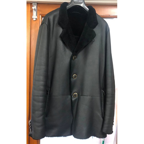 2355 - A Giorgio Armani gentlemen's black soft leather sheepskin jacket, (good condition, hardly worn) zipp... 