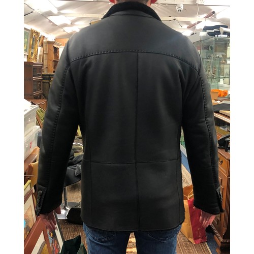 2355 - A Giorgio Armani gentlemen's black soft leather sheepskin jacket, (good condition, hardly worn) zipp... 