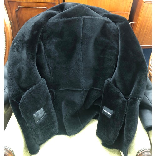 2355 - A Giorgio Armani gentlemen's black soft leather sheepskin jacket, (good condition, hardly worn) zipp... 