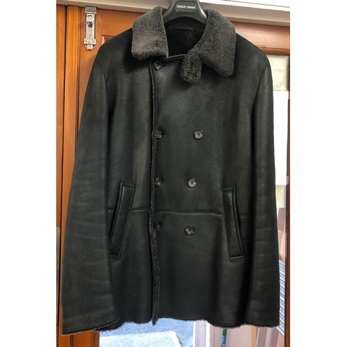 2356 - A Giorgio Armani gentlemen's grey mutton leather sheepskin double breasted jacket, (Good condition, ... 