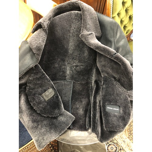 2356 - A Giorgio Armani gentlemen's grey mutton leather sheepskin double breasted jacket, (Good condition, ... 