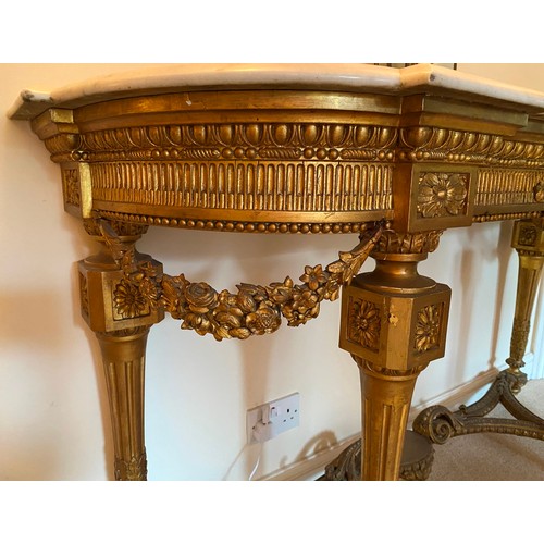 2364 - A 19th Century Gilt console table having marble top 91cm high 158cm wide 51cm deep
This item is not ... 