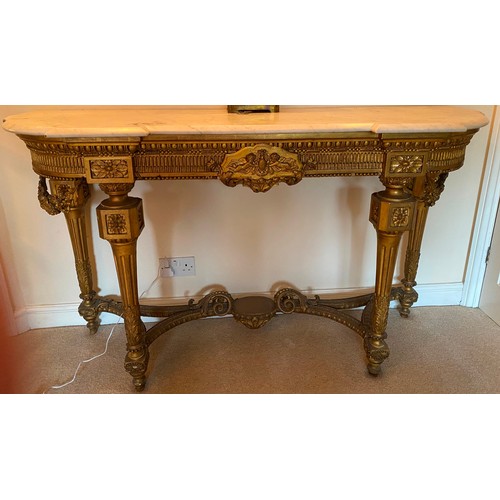 2364 - A 19th Century Gilt console table having marble top 91cm high 158cm wide 51cm deep
This item is not ... 