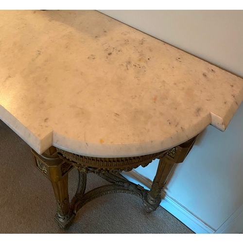 2364 - A 19th Century Gilt console table having marble top 91cm high 158cm wide 51cm deep
This item is not ... 