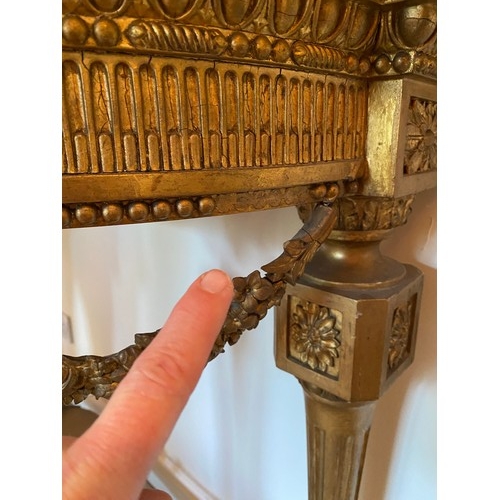 2364 - A 19th Century Gilt console table having marble top 91cm high 158cm wide 51cm deep
This item is not ... 