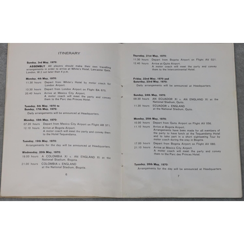 650 - England in Mexico Jules Rimet Cup 1970 Itinerary Booklet - give to the players and officials for the... 