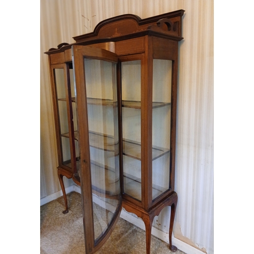 2152 - A bow fronted display cabinet, 109.2cm wide, 40.5cm deep, 169cm high. This item is not held by PF Wi... 