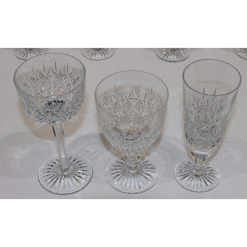 109 - A set of 8 matching champagne flutes, a set of 7 Thomas Webb crystal hock glasses, 1 similar hock gl... 