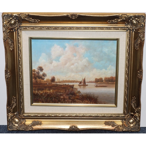 138 - Brian Terry, a pair of oil on boards, 19cm x 24cm, depicting marine scenes, both signed, in gilt fra... 