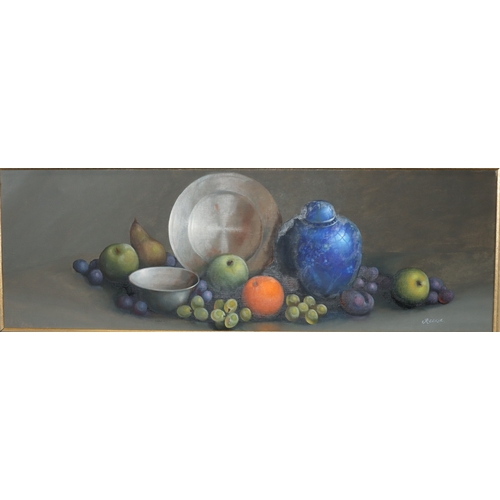 148 - George Leslie Reekie, oil on canvas, 29cm x 90.5cm, still life 