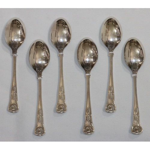 206 - A set of 6 modern Birmingham silver small teaspoons in fitted black leather case, 2.5oz