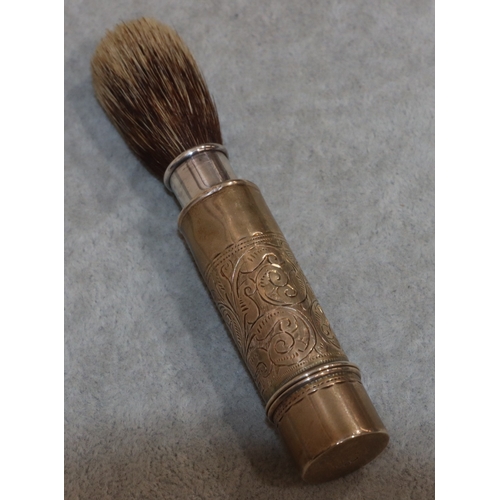 233 - An Edward VII silver collapsible shaving brush in cylindrical case with cover and removeable screwab... 