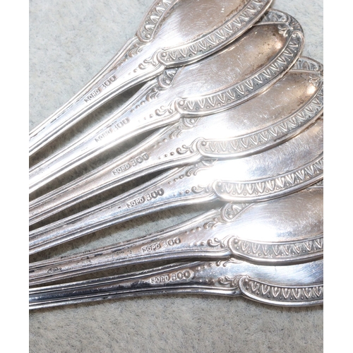 237 - A set of 6 800 silver coloured metal coffee spoons, 1.3oz