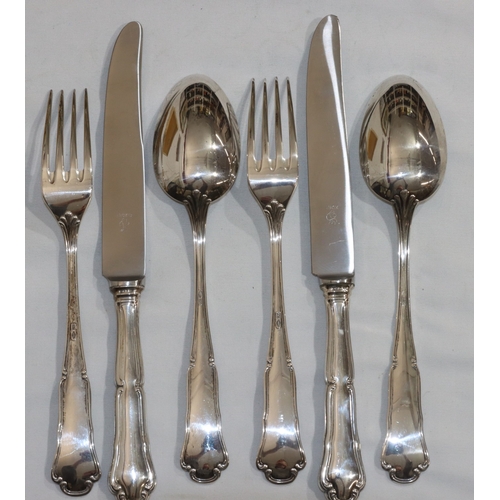 239 - 2 800 silver coloured metal trio matching sets of knife, fork and spoon, both cased, weighable silve... 