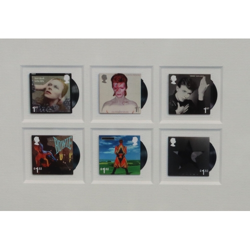 719 - A set of 6 David Bowie framed stamps and 2 similar unframed sets