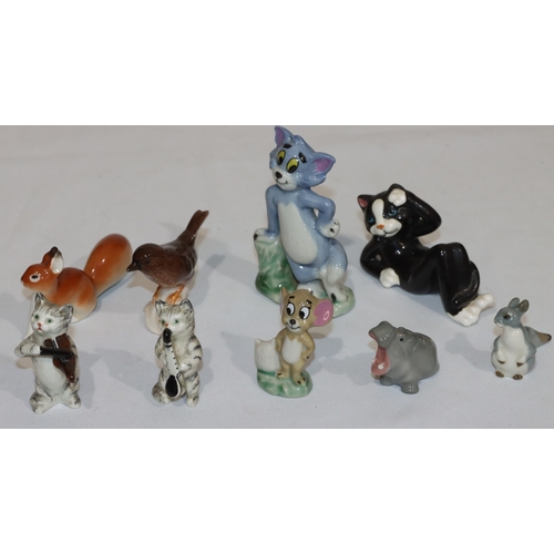 97 - 3 small USSR figures of animals, largest 10.5cm long, a Beswick small figure of a perched bird, a Wa... 