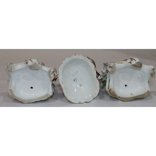 116 - A pair of Continental china figures of seated gentleman and lady with encrusted floral decoration, 1... 