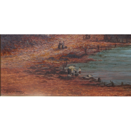 138 - Brian Terry, a pair of oil on boards, 19cm x 24cm, depicting marine scenes, both signed, in gilt fra... 