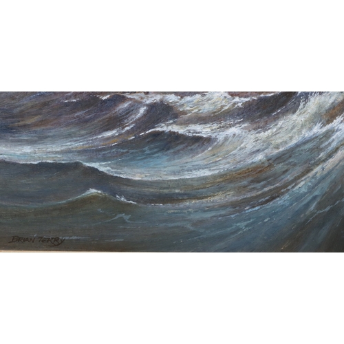 139 - 2 Brian Terry oil on boards, largest 19cm x 24cm, marine scenes, in gilt frames (2)