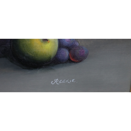 148 - George Leslie Reekie, oil on canvas, 29cm x 90.5cm, still life 