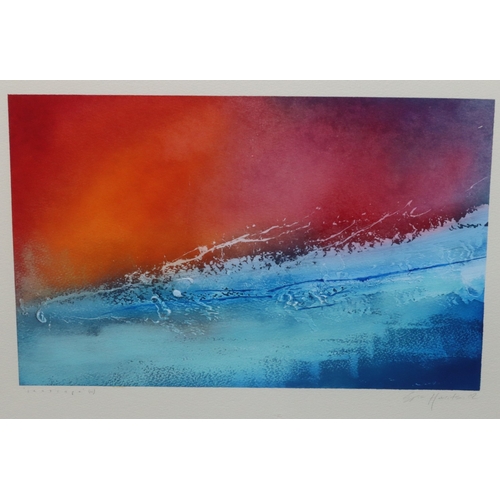 155 - Eric Hewitson, 3 contemporary abstract watercolours, 58cm x 76cm, 