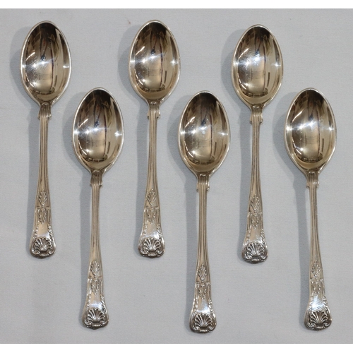 206 - A set of 6 modern Birmingham silver small teaspoons in fitted black leather case, 2.5oz