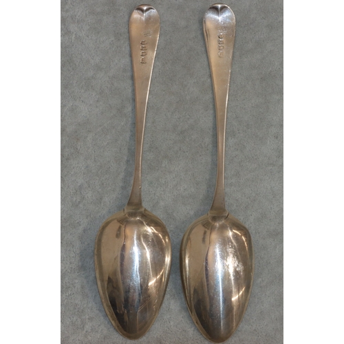 223 - A pair of George III silver tablespoons, London 1801, maker's mark rubbed, 3.5oz (2)