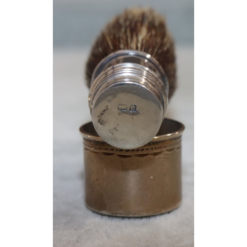 233 - An Edward VII silver collapsible shaving brush in cylindrical case with cover and removeable screwab... 