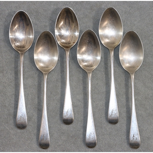 260 - A set of 6 Sheffield silver teaspoons, maker's mark JR, 3.8oz