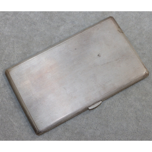 263 - A large London silver cigarette case with allover engine turned decoration and hinged front, 14cm lo... 