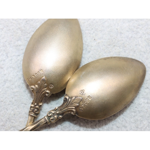 280 - A set of 6 Continental 800 silver gilt coloured metal teaspoons with pierced handles, 1.3oz