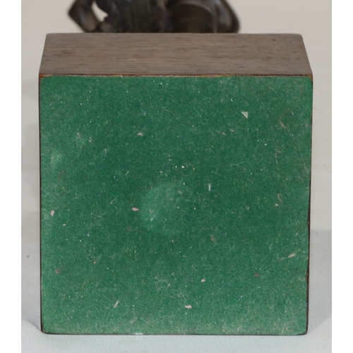 685 - Tom Greenshield, bronze resin statue of a part female nude carrying a bundle of wheat standing upon ... 