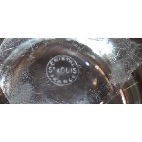 69 - 2 St Louis clear glass scallop shaped ashtrays, 12.5cm wide (2)