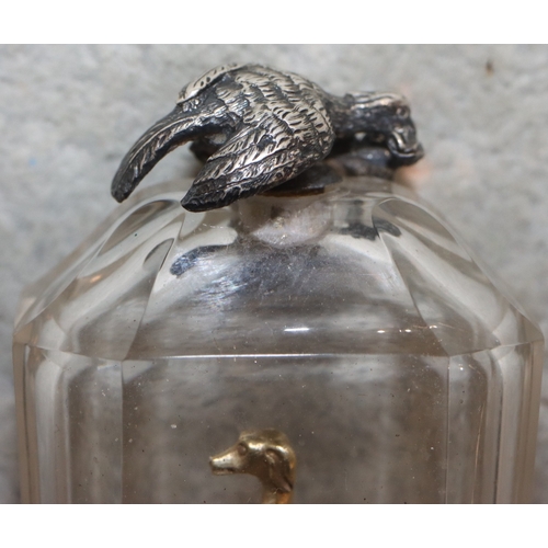 742 - A Georgian rock crystal scent bottle with silver gilt coloured metal mounts, hinged lid enclosing st... 