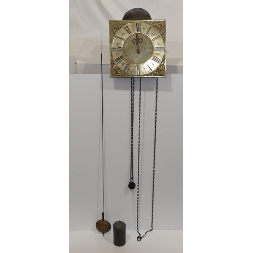 896 - Thomas Worsfold, Dorking, early 18th Century one-handed square brass longcase clock movement, with w... 