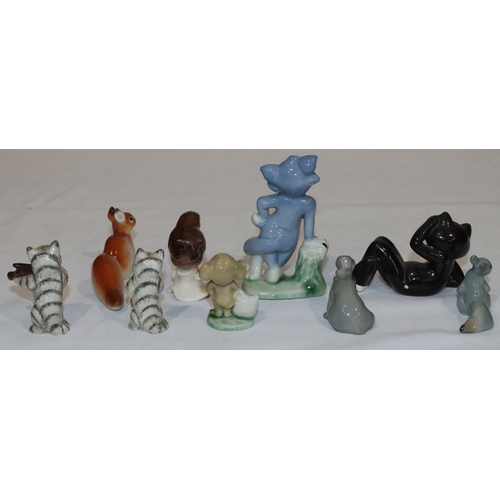 97 - 3 small USSR figures of animals, largest 10.5cm long, a Beswick small figure of a perched bird, a Wa... 