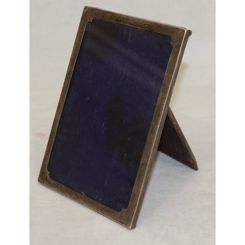 166 - A George V plain silver freestanding photograph fame with wooden back, Birmingham 1926, maker's mark... 
