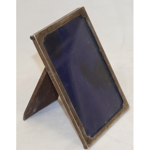 166 - A George V plain silver freestanding photograph fame with wooden back, Birmingham 1926, maker's mark... 