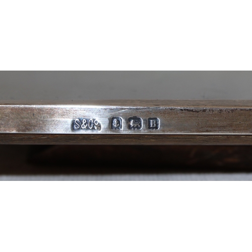 166 - A George V plain silver freestanding photograph fame with wooden back, Birmingham 1926, maker's mark... 