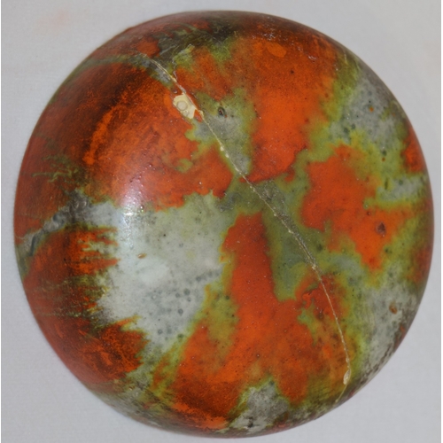 33 - A Crown Devon Art Deco round trumpet shaped shallow fruit bowl on green ground with multi-coloured f... 