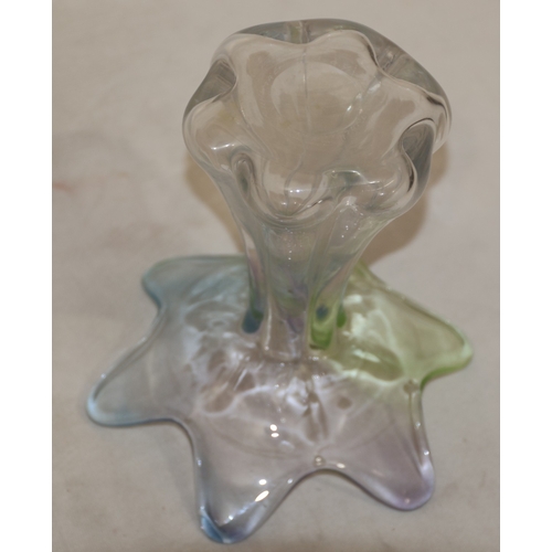 35 - A Riihimaen Lasi Oy Helena Tynell clear glass trumpet shaped vase with hint of pale green and blue, ... 