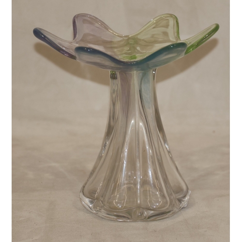 35 - A Riihimaen Lasi Oy Helena Tynell clear glass trumpet shaped vase with hint of pale green and blue, ... 