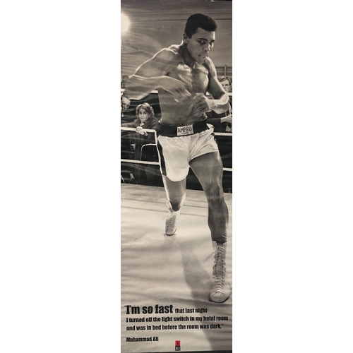 6012 - A black and white Muhamad Ali Pyramid Posters print in black frame, 98.5 x 38cm (Poster creased with... 