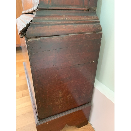 6037 - NOT HELD BY PFW. An 8-day striking long case clock, 56cm wide, 29cm deep, 194cm wide. (Split to wood... 