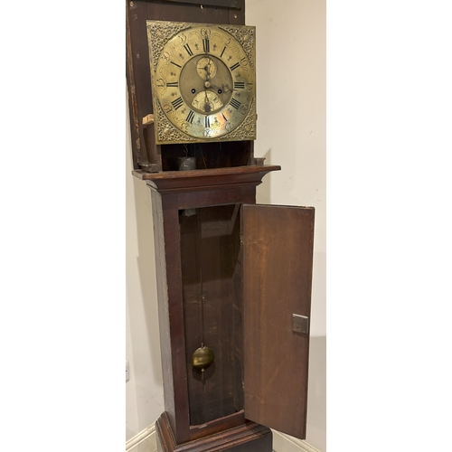 6061 - NOT HELD BY PFW. A longcase clock,216cm high, 55cm wide (wood split to base and needs a new weight l... 