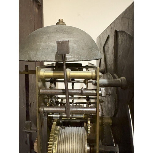 6061 - NOT HELD BY PFW. A longcase clock,216cm high, 55cm wide (wood split to base and needs a new weight l... 