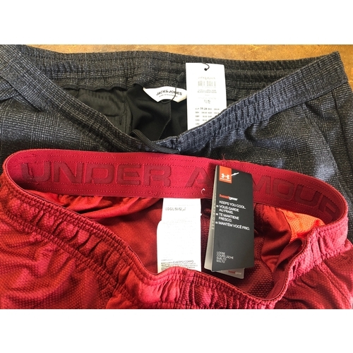 6018 - A pair of Jack & Jones men's black check trousers, polyester and viscose, size XL and a pair of Unde... 