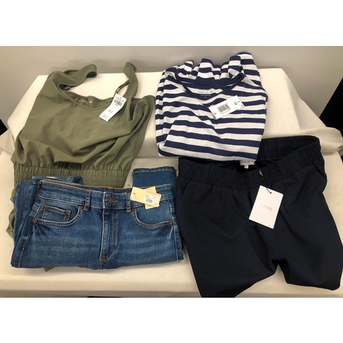 6020 - An Abercrombie & Fitch khaki ladies jumpsuit, size L, a pair of ladies Arne pleated drawstring navy ... 